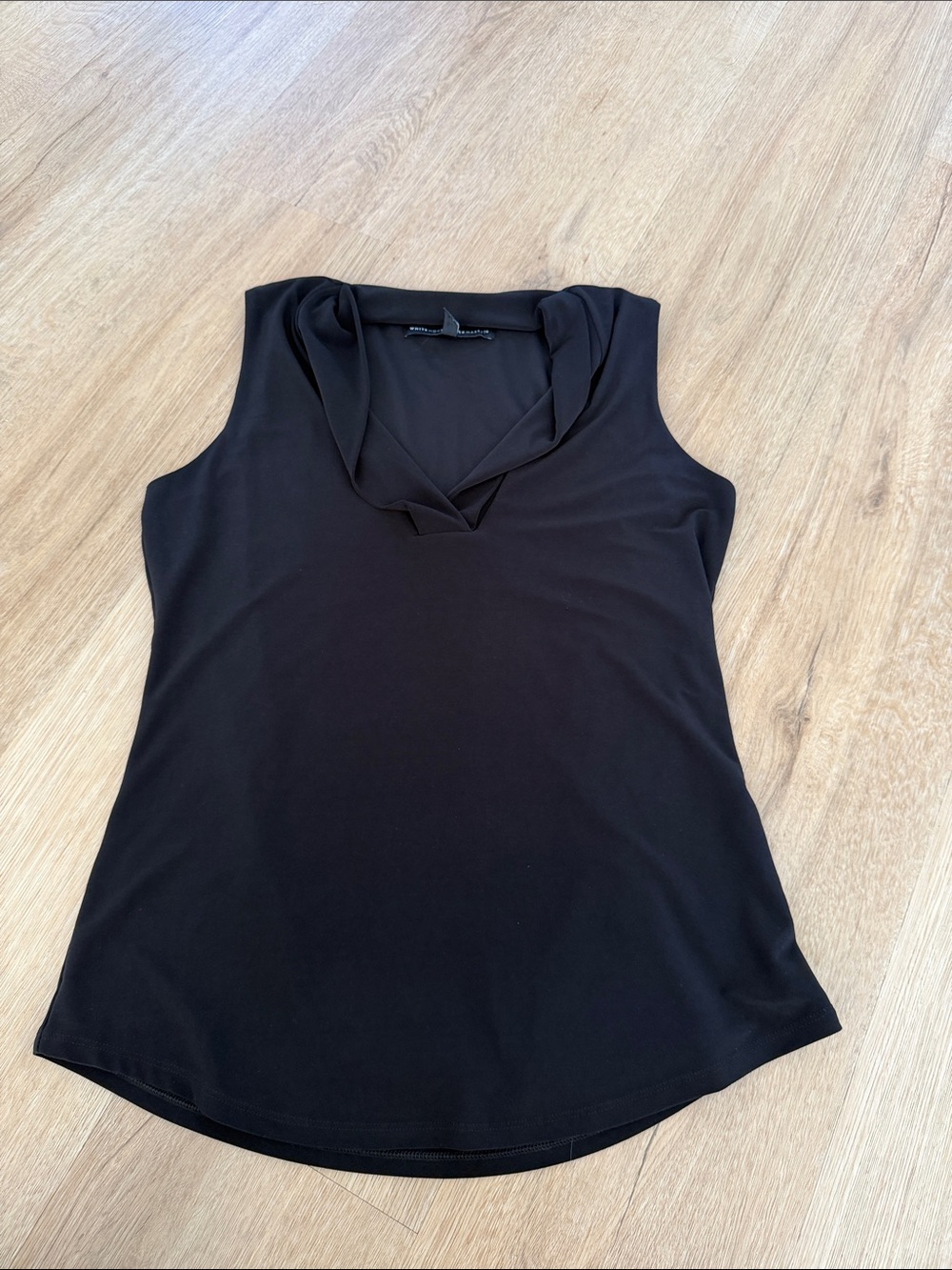 White House Black Market Black Sleeveless V-Neck Draped Camisole